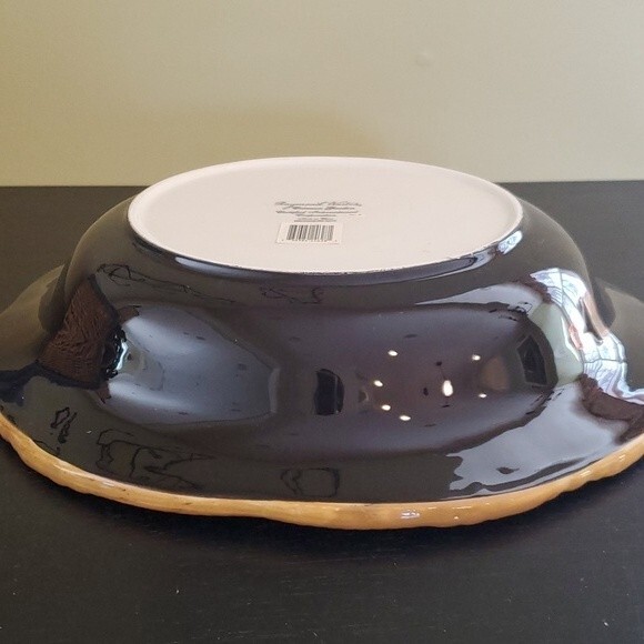 Raymond Waites Crimson Garden by Certified Int Corp Platter Black Floral Bowl - Picture 3 of 6